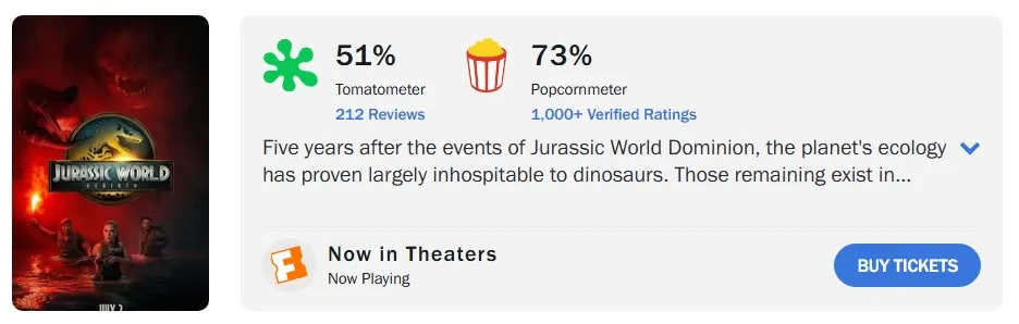 jurassic world rebirth rotten tomatoes score jurassic world rebirth rotten tomatoes score