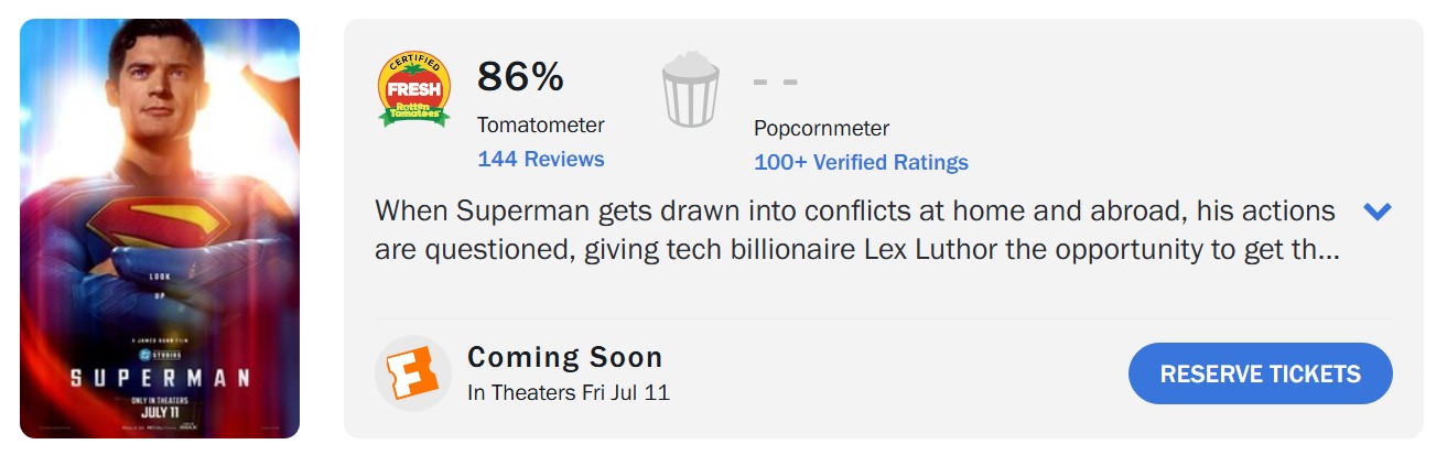 superman rotten tomatoes score 86 superman rotten tomatoes score 86