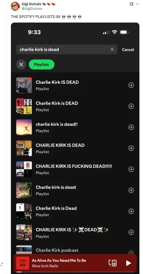 gigi dutreix charlie kirk playlist