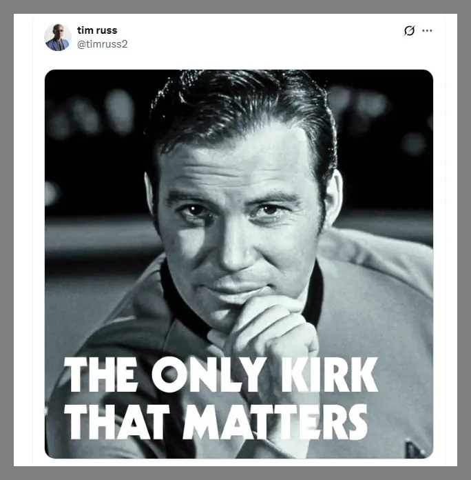 Star Trek Actor Tim Russ Mocks Charlie Kirk’s Death With Captain Kirk Image