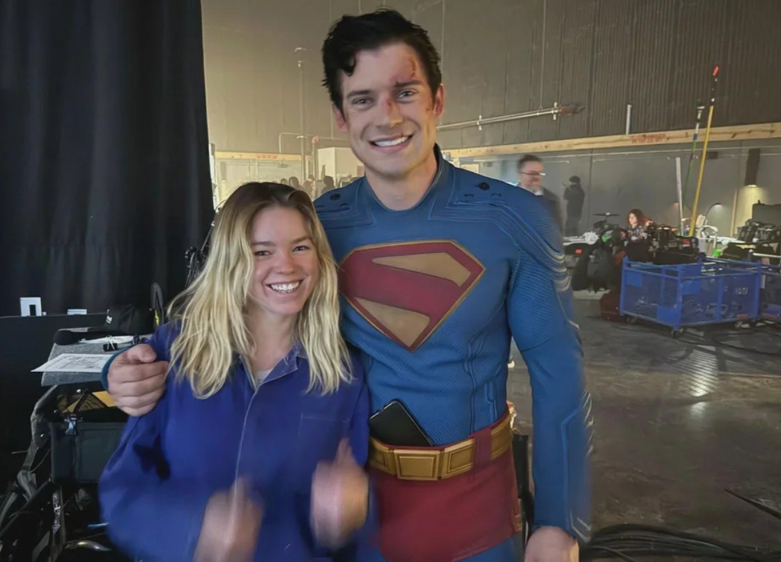 milly alcock supergirl bts superman david corenswet