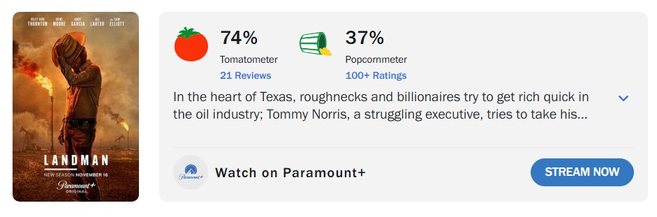 landman season 2 rotten tomatoes score