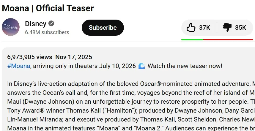 moana trailer youtube dislikes backlash moana trailer youtube dislikes backlash