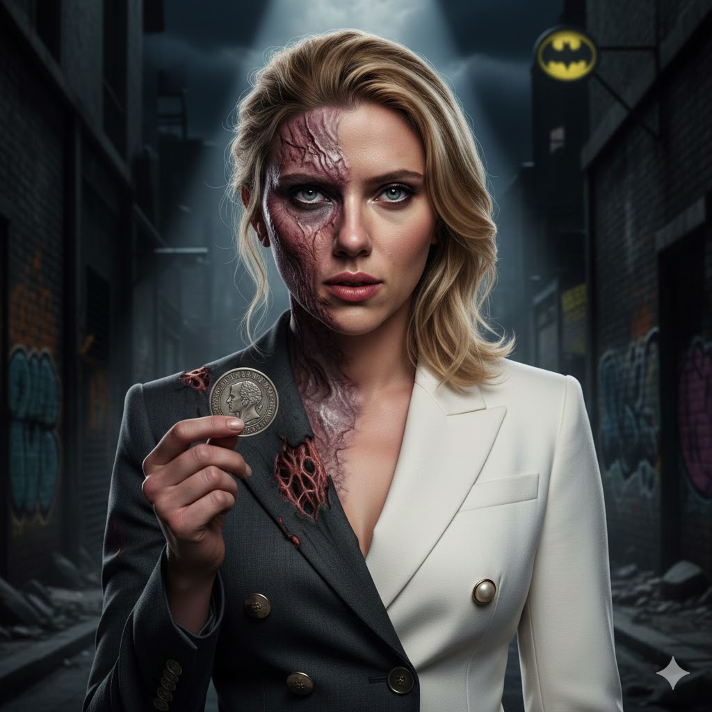 scarlett johansson two face batman fan art scarlett johansson two face batman fan art