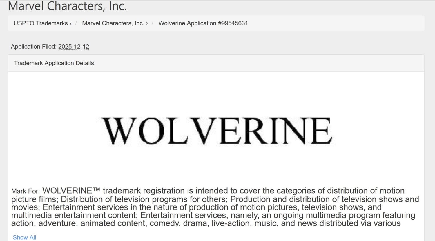 wolverine trademark marvel
