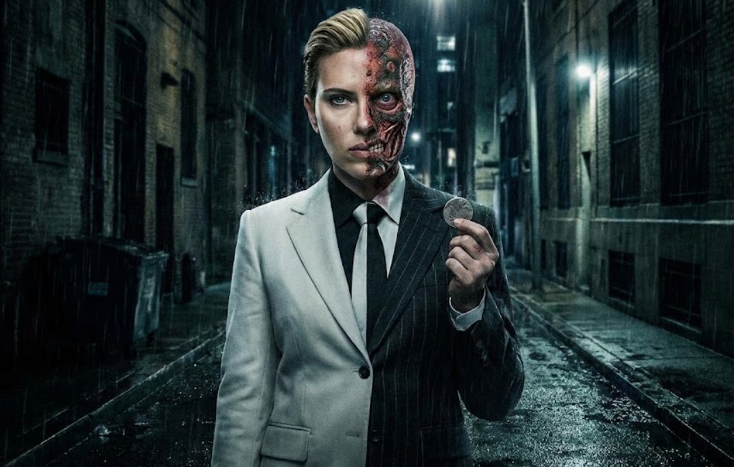 scarlett johansson two face fan art dc