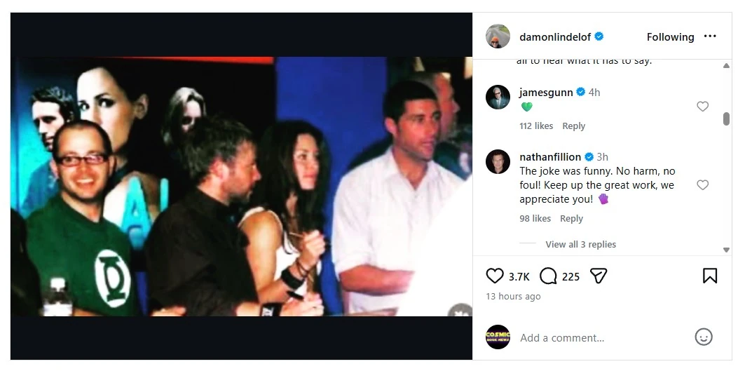 james gunn nathan fillion support damon lindelof green lantern backlash