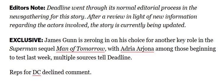 deadline editors note man tomorrow james gunn