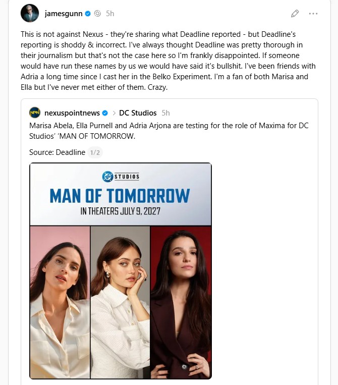 james gunn threads deadline post