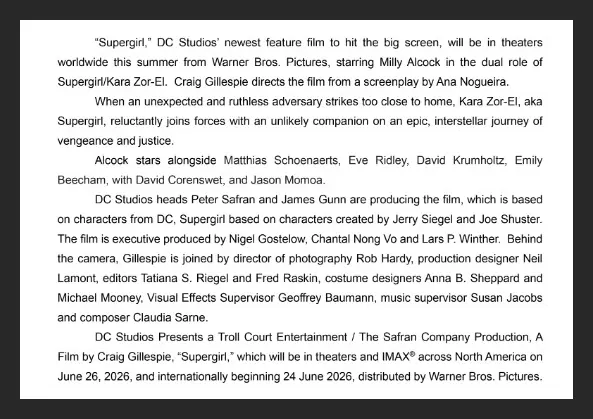 supergirl press production announcement