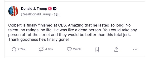 Trump Colbert Truth Social 1 Screenshot