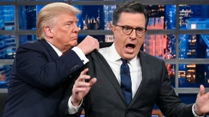 Donald Trump Throws Stephen Colbert In The Trash In Brutal AI Parody Video