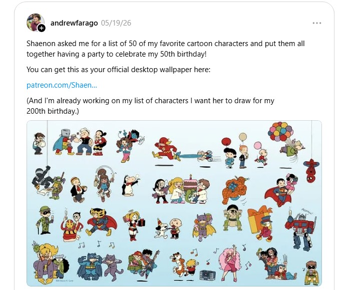Andrew Fargo Birthday Screenshot Threads