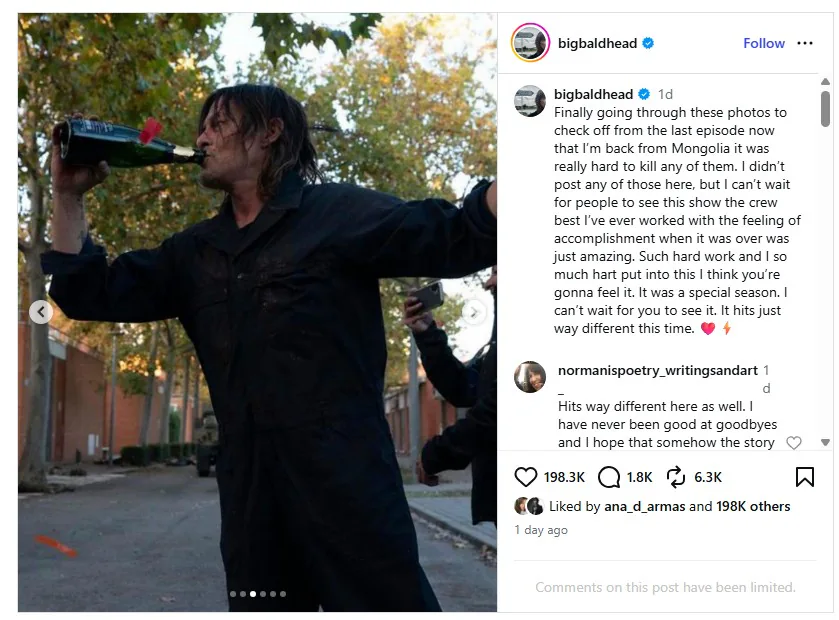 Norman Reedus Walking Dead Goodbye