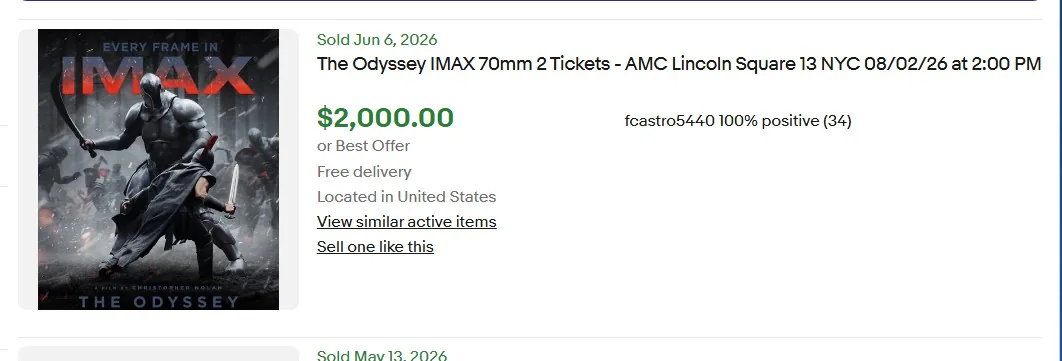 Odyssey Tickets 70mm Ebay